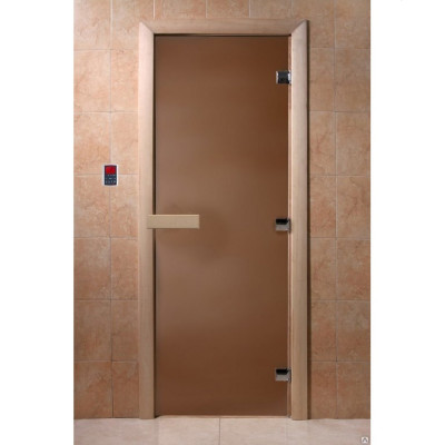 Дверь для бани 2000*800 бронза матовая - теплая ночь (коробка листва)