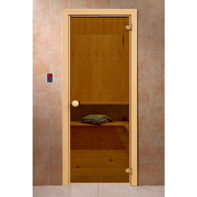 Дверь для бани 2050*700 бронза матовая (коробка осина)